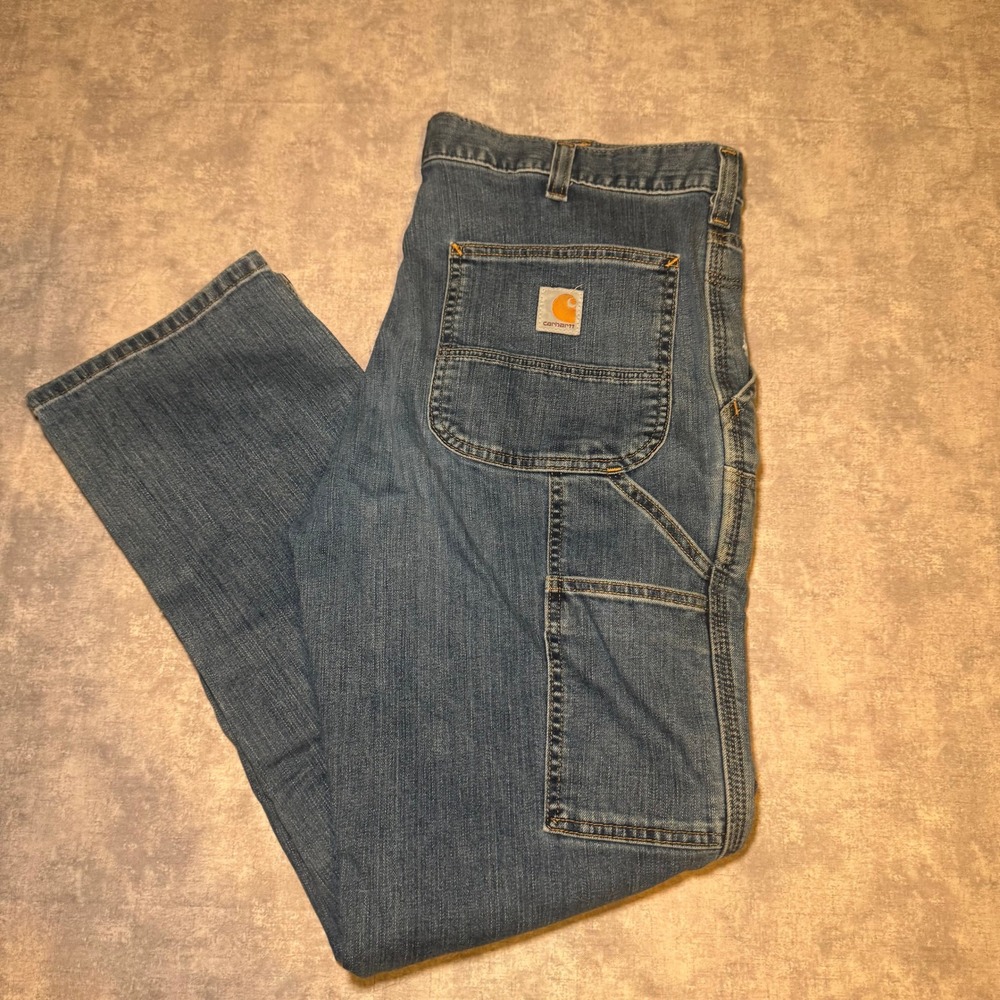 Carhartt Relaxed Fit Double Knee Carpenter Jeans Blue Denim 34x30 103329-H40